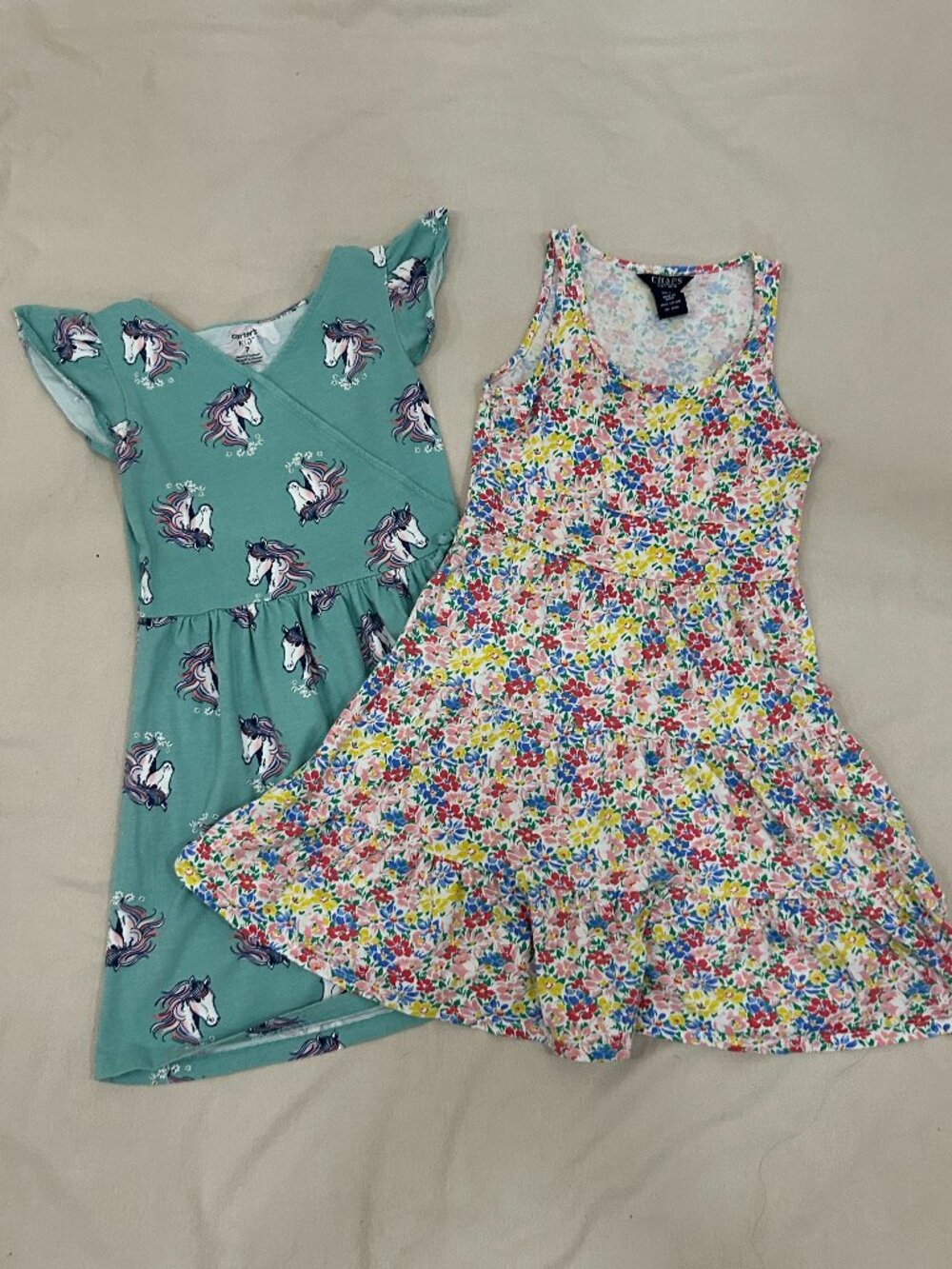 Bundle: (2) Unicorn and Flower Dresses - Size 7